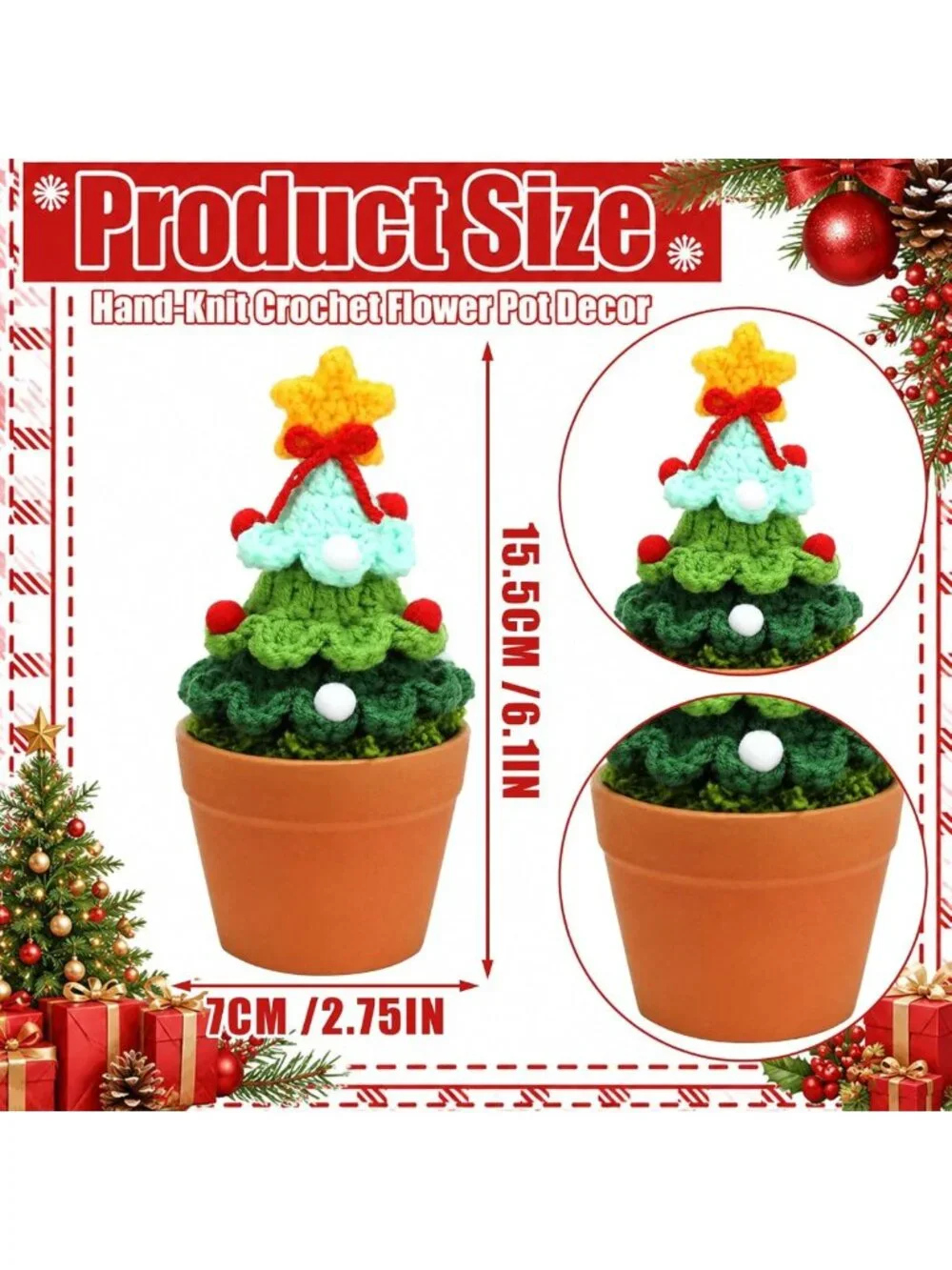 10 Pcs Handmade Mini Crochet Christmas Trees - Perfect Holiday Gifts & Decor